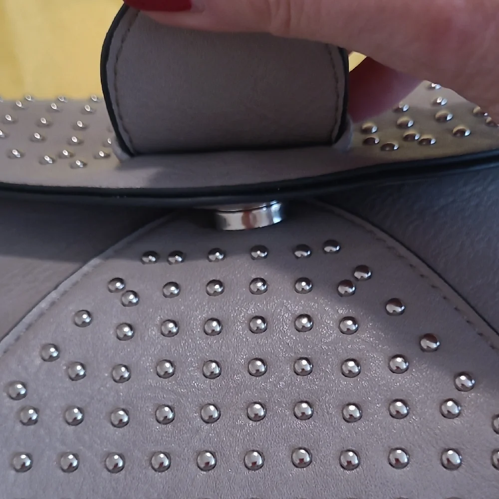 Studded Gray Clutch Bag - Picture 2 of 8